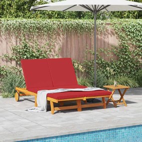 vidaXL Espreguiçadeira com almofada 2-pessoa Castanho 125 x 200 x 84cm