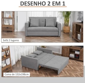 Sofá Cama "Lumis" com Armazenamento Oculto - Cinzento - 152x101x81 cm