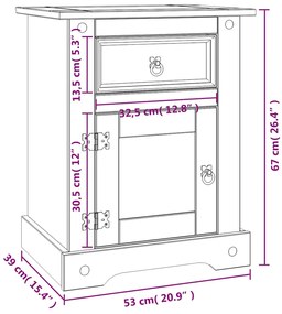 Mesa de cabeceira Corona pinho mexicano 53x39x67 cm branco