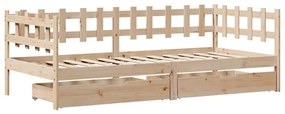 Sofá-cama com gavetas 90x200 cm madeira de pinho maciça