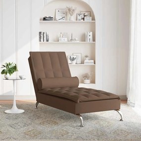 Chaise lounge de massagem com rolo tecido castanho