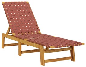 Espreguiçadeiras 2 pcs madeira de acácia maciça/tecido vermelho