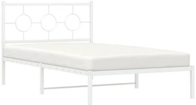 Estrutura de cama em metal com cabeceira 107x203 cm branco
