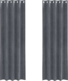 vidaXL Cortinas opacas 2 pcs Cinzento-claro 140 x 260 cm Veludo