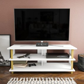 Móvel TV Pueblo – Ouro e Branco – 120 cm x 44,6 cm x 47,4 cm