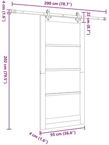 Porta Deslizante vidaXL com Conjunto de Hardware Branco 93x202 cm Made