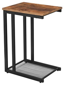 Mesa de apoio com prateleira de malha em estilo industrial rústico | VASAGLE | 48 x 35 x 65 cm | marrom|preto | LNT51X.