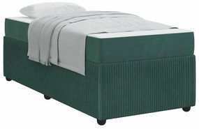 Estrutura de cama com colchão Verde-escuro 90 x 190 cm Veludo