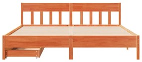 Cama sem colchão 200x200 cm pinho maciço castanho-mel