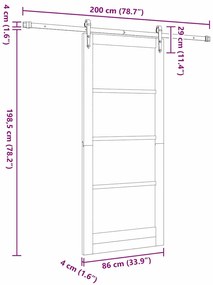 Conjunto de Porta Deslizante com Material vidaXL Branco 86x198,5 cm Ma