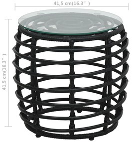 3 pcs conjunto bistrô vime PE preto