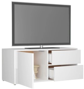 Móvel de TV 80x34x36 cm contraplacado branco brilhante