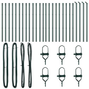 Postes de Cerca 26 pcs Verde Ø32 mm 100 cm Aço Galvanizado