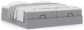Estrutura de cama otomana com colchões tecido cinzento claro