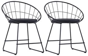 Cadeiras jantar c/ assentos em couro artificial 2 pcs aço preto