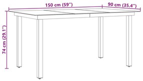 Mesa de jardim em alumínio e vidro 190x90x74 cm preto