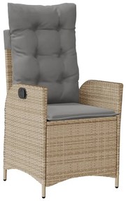 9 pcs conjunto de jantar p/ jardim com almofadões vime PE bege