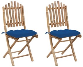 vidaXL Cadeiras de jardim dobráveis c/ almofadões 2 pcs bambu
