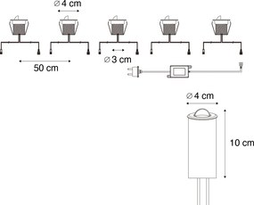 Conjunto de 5 focos embutidos modernos brancos com LED IP67 - Linsey