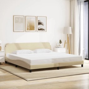 Estrutura de cama sem colchão 200x200 cm tecido cor creme