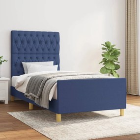 Estrutura de cama sem colchão 100x200 cm tecido azul