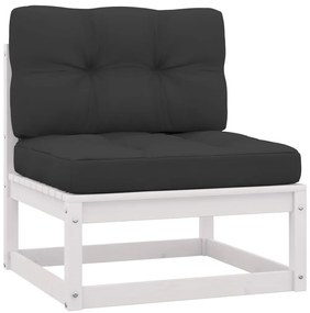 11 pcs conjunto lounge jardim c/ almofadões pinho maciço branco