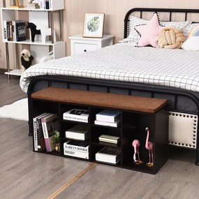 Banco Sapateira 104 x 30 x 48 cm com assento acolchoado Banco para trocar os sapatos Entrada Quarto Sala Castanha