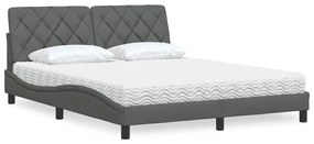 vidaXL Cama com colchão 160x200 cm tecido cinzento-escuro