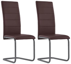 vidaXL Cadeiras de jantar cantilever 2 pcs couro artificial castanho