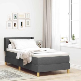 vidaXL Cama Box com colchão Cinza Escuro 200 x 100 cm Poliéster