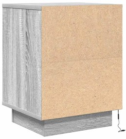 Mesas cabeceira c/ luzes LED 2 pcs 38x34x50 cm cinzento-sonoma