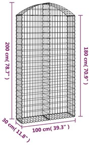 Cesto gabião arqueado 100x30x180/200 cm ferro galvanizado