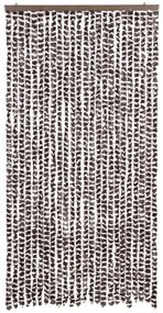 Cortina anti-insetos 100x200 cm chenille castanho e branco