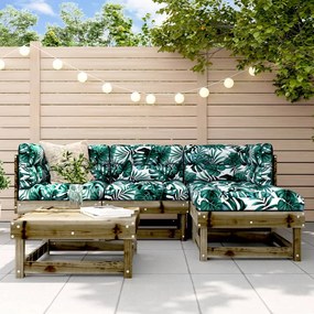 5 pcs conjunto lounge de jardim c/ almofadões pinho impregnado