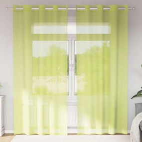vidaXL Cortinas de voile com ilhós 2 pcs verde-maçã 140x245 cm