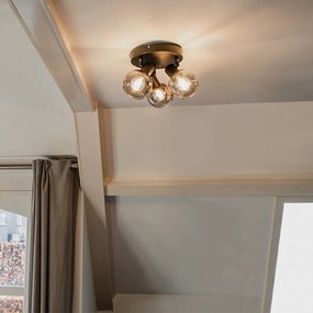 LED Candeeiro de teto inteligente preto com vidro fumê incl. 3 Wifi P45 - Vidro Art Deco