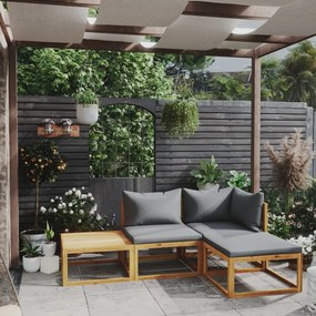 4 pcs conjunto lounge de jardim com almofadões acácia maciça