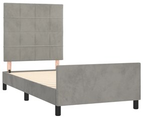 Estrutura de cama sem colchão 90x190 cm veludo cinzento-claro