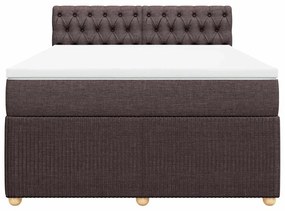 Cama com molas/colchão 160x200 cm tecido castanho-escuro