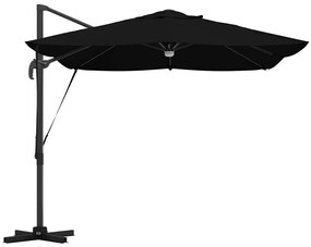 Guarda-Sol Cantilever Roma com LEDs em preto, 352x251x265 cm, feito de