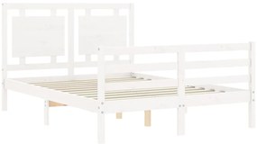 Estrutura de cama com cabeceira 140x200cm madeira maciça branco