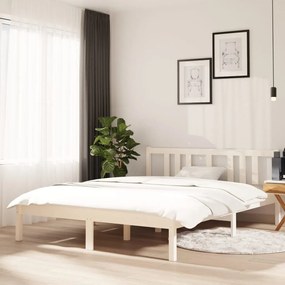 vidaXL Estrutura de cama 140x190 cm madeira maciça branco