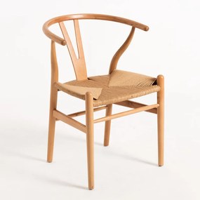 Cadeira Mariachi com Assento em Vime e Madeira de Bétula - Castanho -