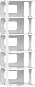 Organizador de sapatos empilhável com 6 níveis em Plastico 27,5 x 24,5 x 76,5 cm, estante estreita vertical, economiza espaço, montagem sem ferramenta