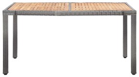 7 pcs conjunto jantar exterior com almofadões vime PE cinzento