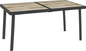 Outsunny Mesa de Jardim e de Jantar Exterior Tampo Efeito Madeira 145x85 cm | Aosom Portugal