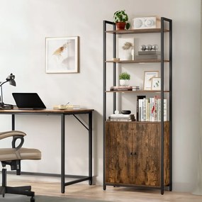 Estante para livros, 6 prateleiras 24 x 60 x 159,5 cm castanho vintage-preto