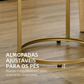 Conjunto de 2 Mesas Auxiliares Mesas Auxiliares com Estrutura de Metal e Bancada de Vidro para Sala de Estar Dormitório Ø50x58 cm e Ø37x51 cm Dourado