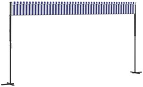 Toldo de pé 600x300 cm tecido e aço azul e branco