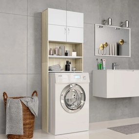 800032 vidaXL Armário máquina de lavar roupa 64x25,5x190cm branco e carvalho